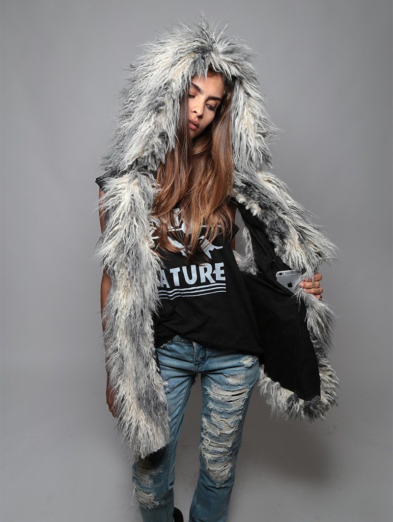 Mongolian Alpaca Faux Fur Vest with Hood
