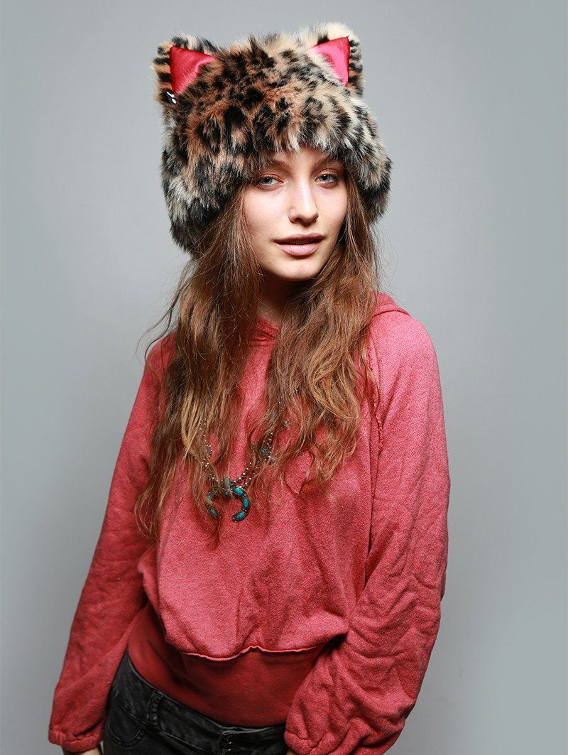 Faux Fur Hood with Mother Leopard Design