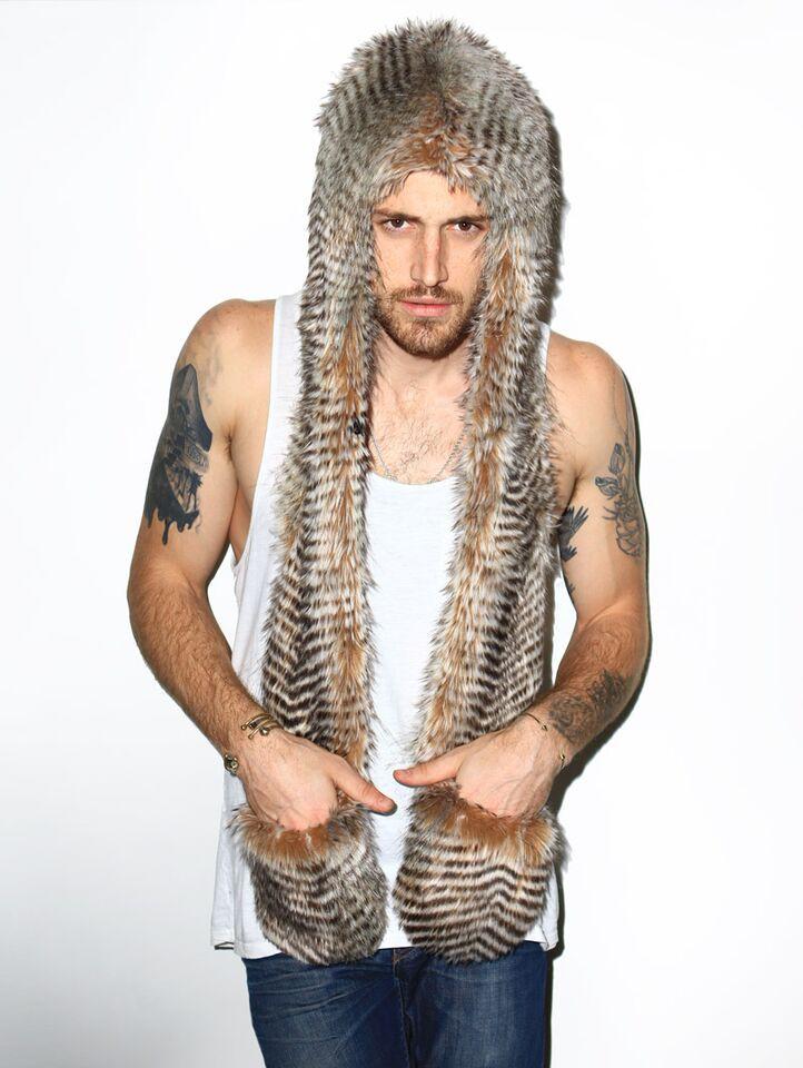 Man wearing faux fur NightHawk SpiritHood