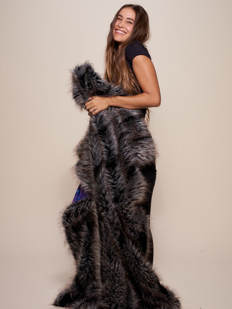 Woman Holding Limited Edition Night Fox Galaxy Faux Fur Throw 