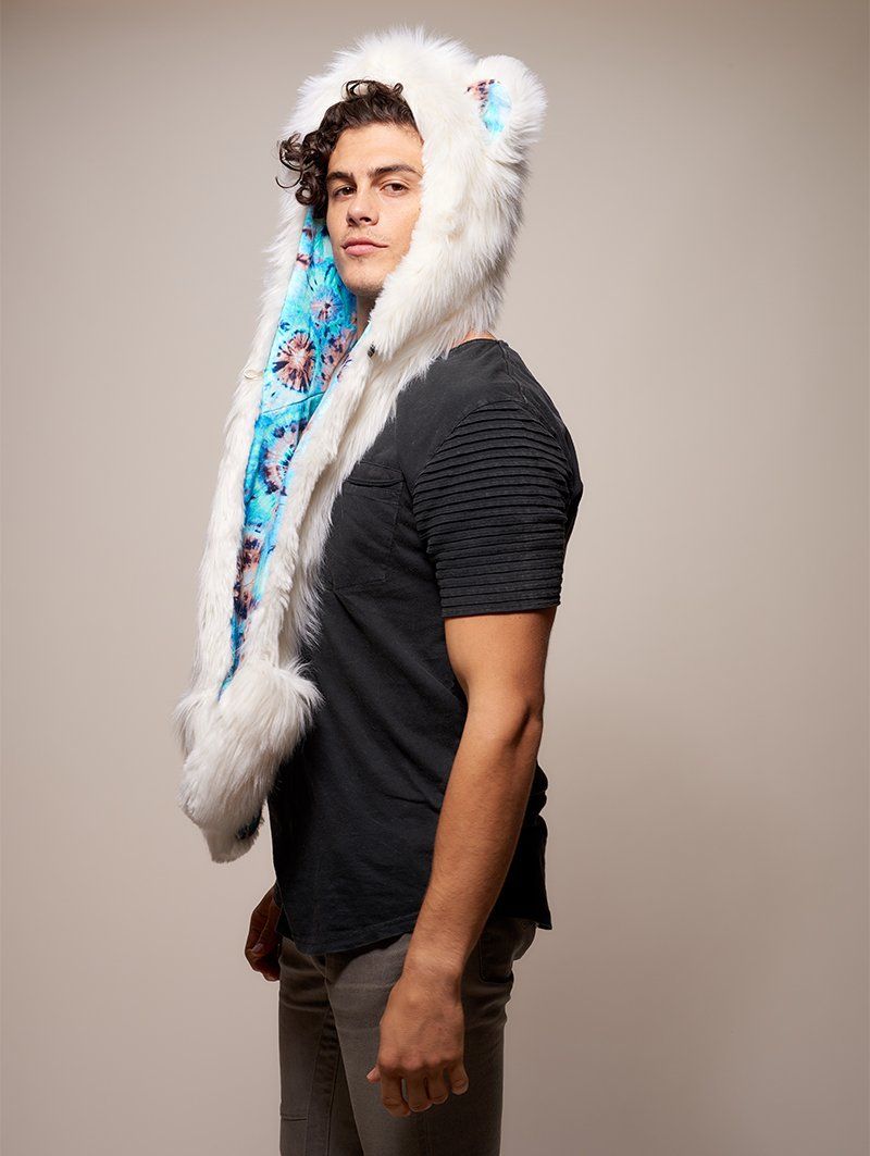 Man wearing Limited Edition Polar Bear SpiritHood, side view 2