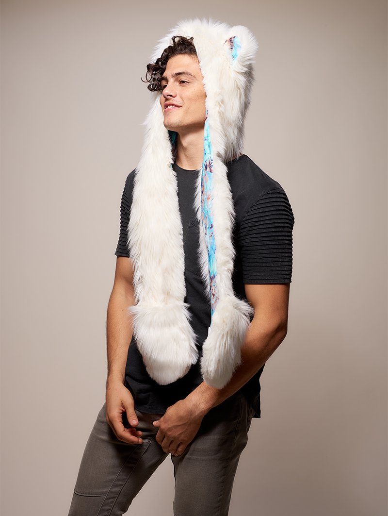 Man wearing Limited Edition Polar Bear SpiritHood, side view 3