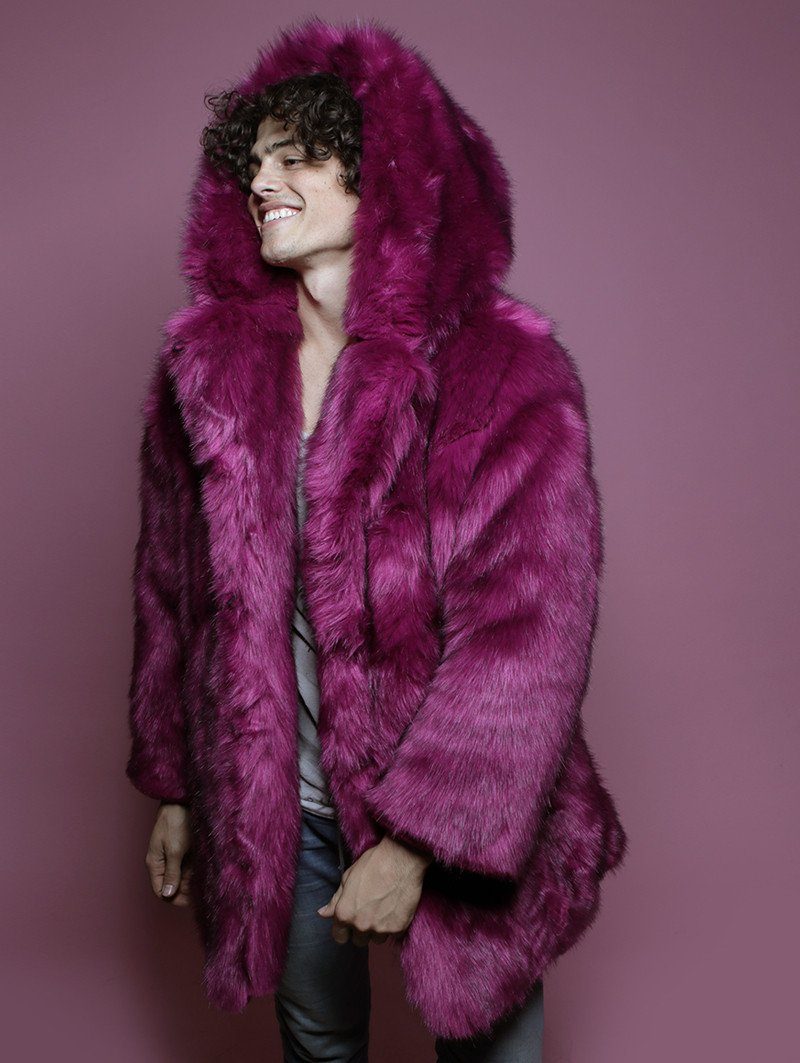 Male Model Wearing Limited Edition Summer Sunset Faux Fur Coat 