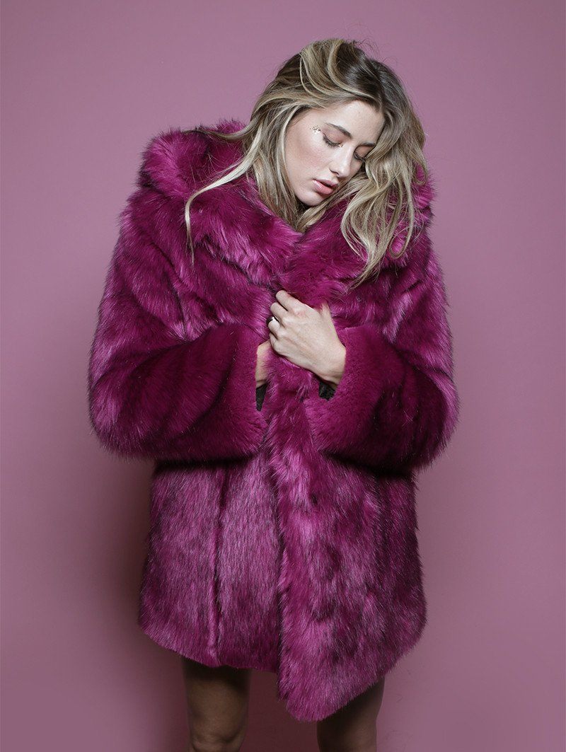 Limited Edition Summer Sunset Faux Fur Coat with Hood