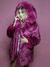 Female Wearing Limited Edition Summer Sunset Faux Fur Coat 
