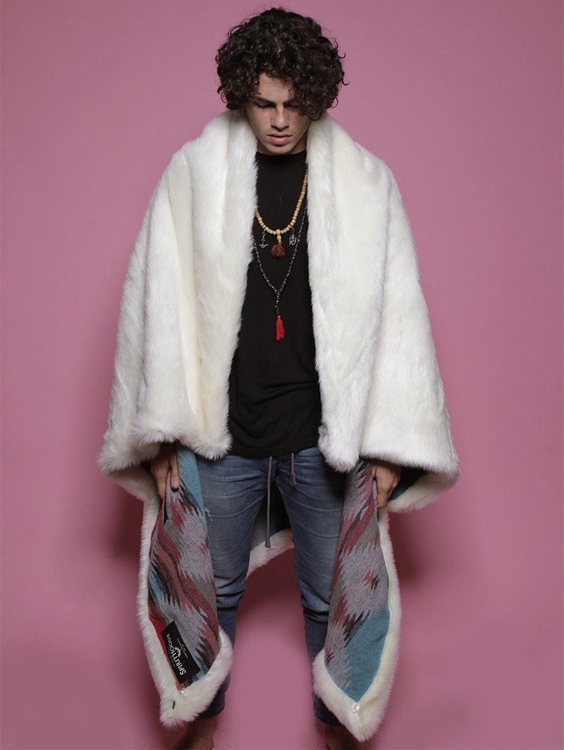 Polar Bear Faux Fur Throw on Man