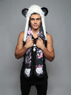Man wearing Panda Cherry Blossom Bear Faux Fur Hood