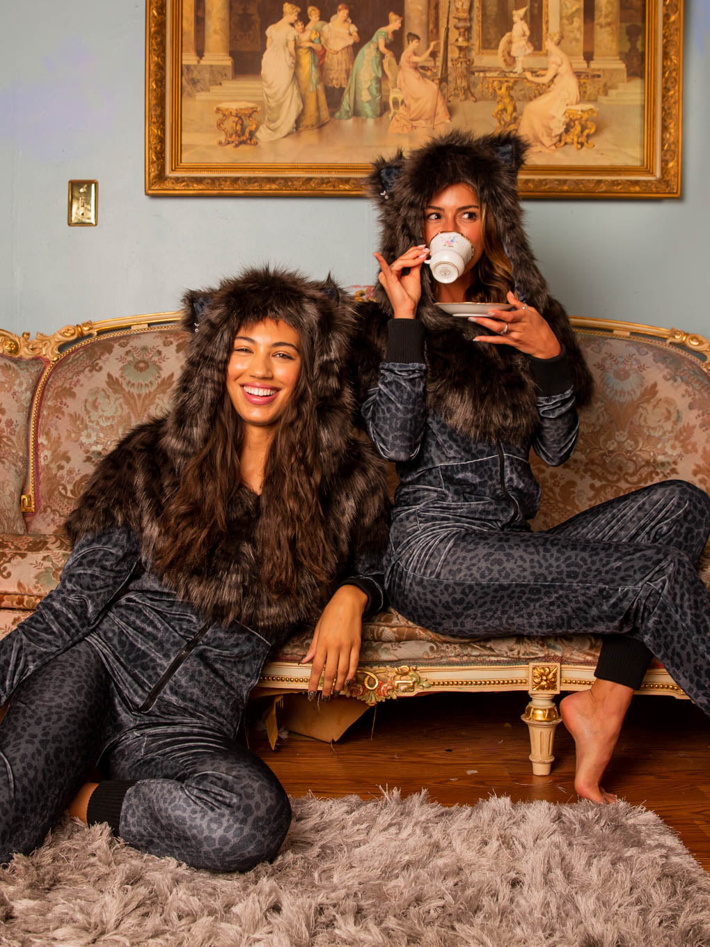 Black Panther Velvet Classic Faux Fur Animal Onesie | Women's - SpiritHoods