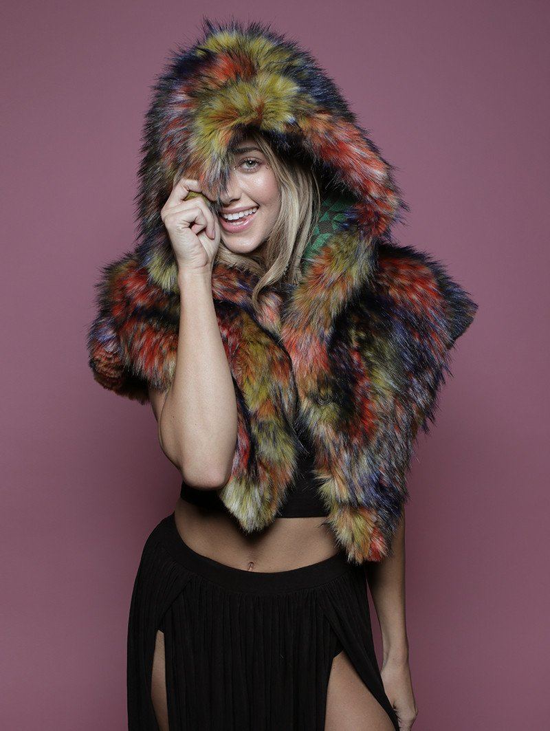 Parrot Shawl Collector Edition Faux Fur on Woman