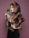 Side View of Parrot Shawl on Woman