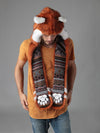 Man wearing faux fur Red Panda CE SpiritHood, front view