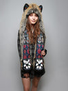 Red Wolf Dia De Los Muertos Collector SpiritHood on Woman