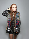Liner Detail of Red Wolf Dia De Los Muertos Collector SpiritHood on Woman