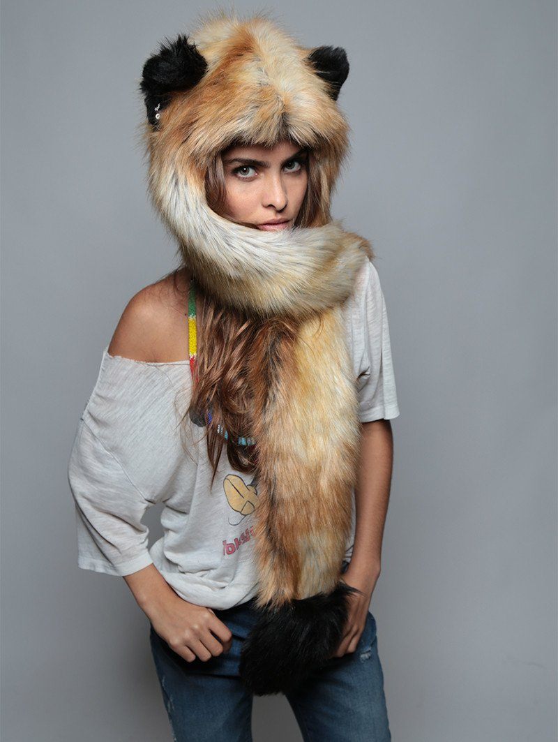Hooded Faux Fur SpiritHood in Red Fox 2.0 Design 
