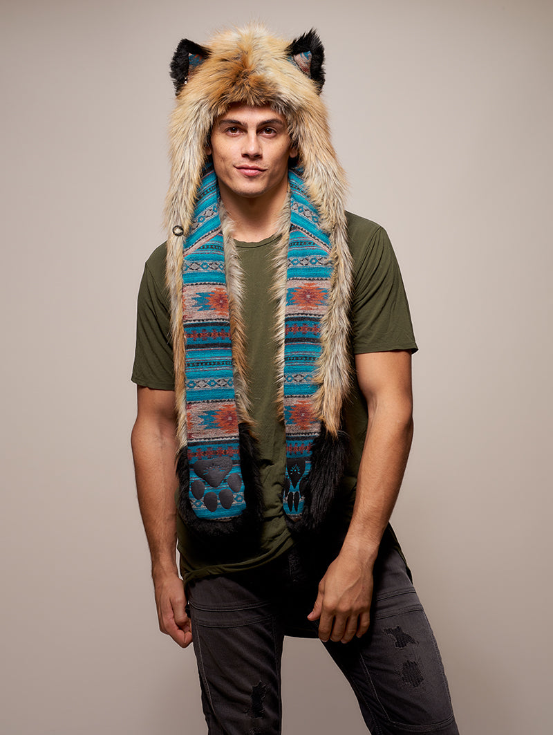 Man wearing faux fur Collector Edition Red Fox 2.0 SpiritHood