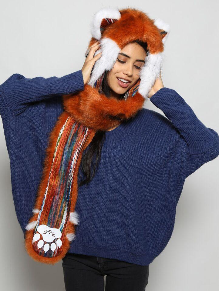 Woman Wearing Faux Fur Red Panda Collectors Edition SpiritHood