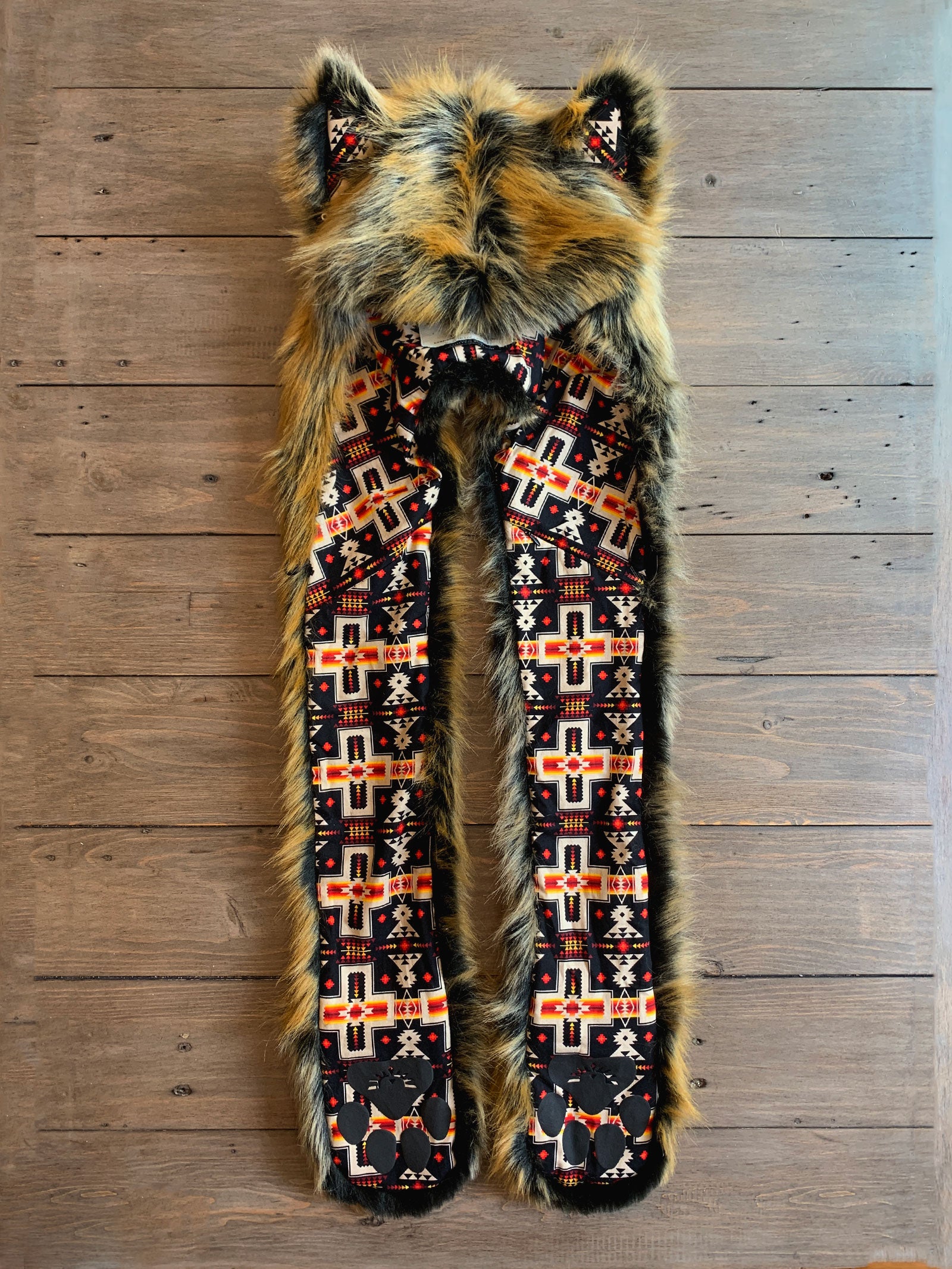 Limited Edition Red Wolf SpiritHood Liner Detail Flat Lay