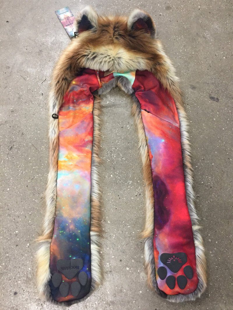 Red Fox Unisex Rainbow Galaxy SpiritHood on Woman