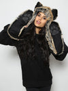 Woman wearing Red Wolf Faux Fur *Unisex* SpiritHood