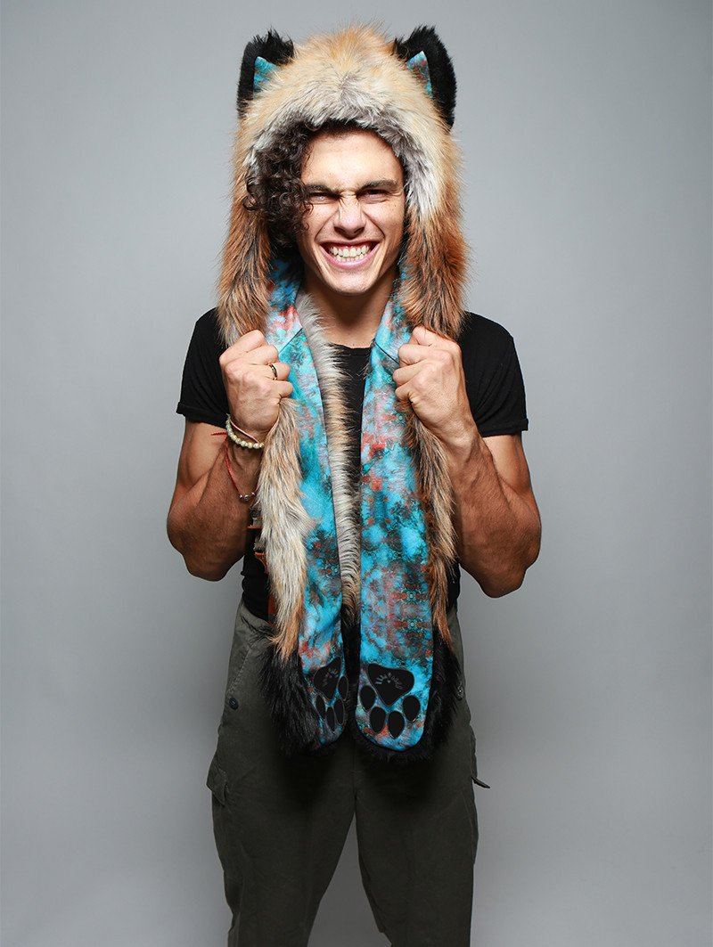 Man wearing faux fur Red Fox 2.0 Collector Edition SpiritHood