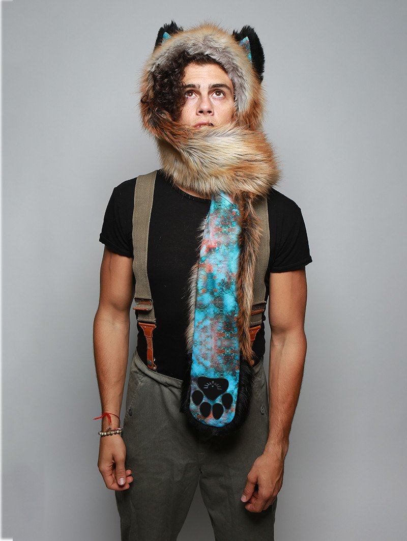 Man wearing faux fur Red Fox 2.0 Collector Edition SpiritHood, front view 2