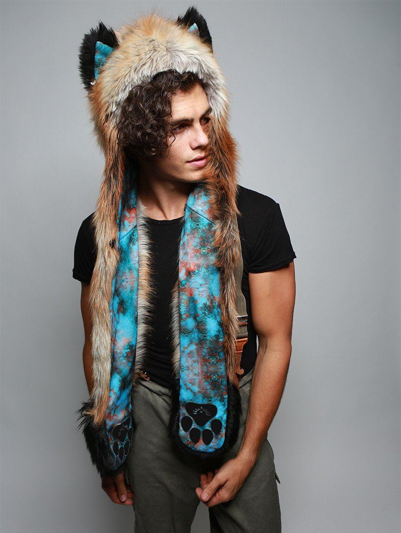 Man wearing faux fur Red Fox 2.0 Collector Edition SpiritHood, side view