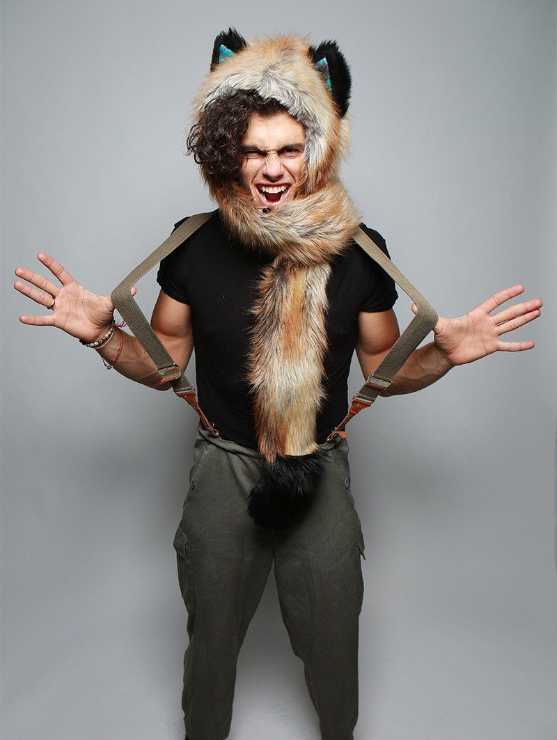 Man wearing faux fur Red Fox 2.0 Collector Edition SpiritHood, front view 5