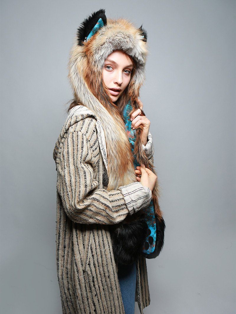 Hooded Faux Fur Red Fox 2.0 Collector Edition SpiritHood on Female Model