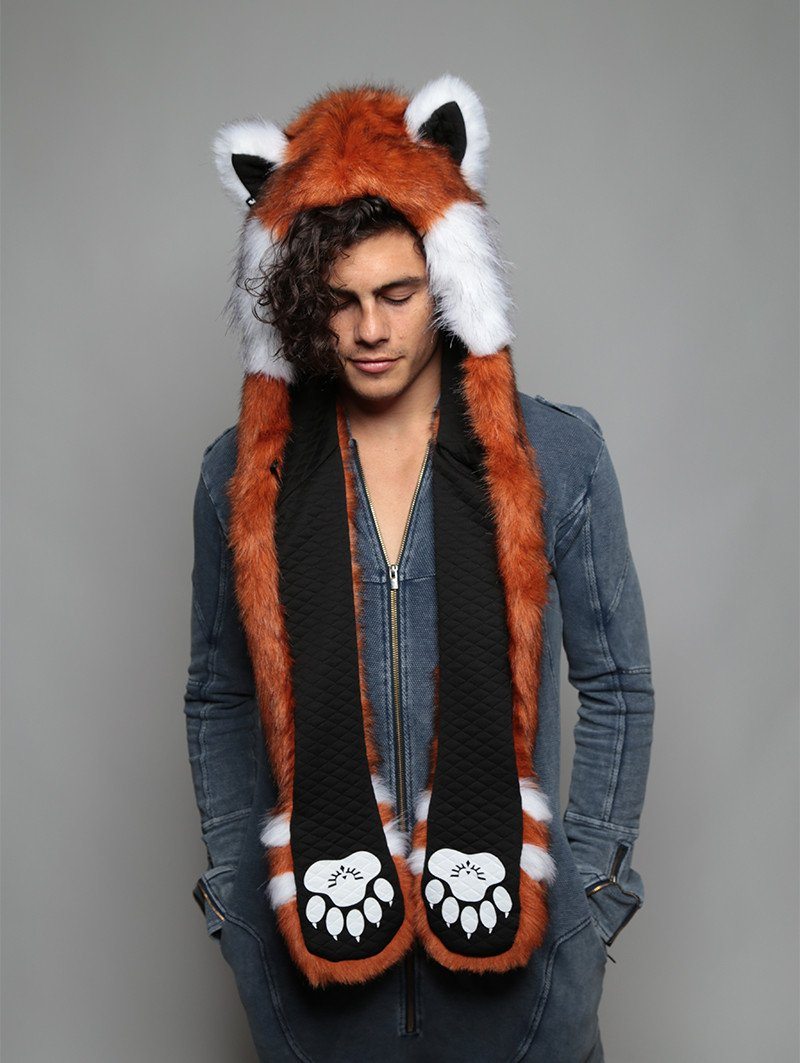 Man wearing faux fur Red Panda Collector SpiritHood