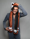 Man wearing faux fur Red Panda Collector SpiritHood, front view 6