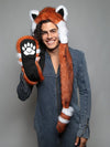 Man wearing faux fur Red Panda Collector SpiritHood, front view 4