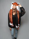 Hooded Faux Fur Red Panda Collector SpiritHood on Woman