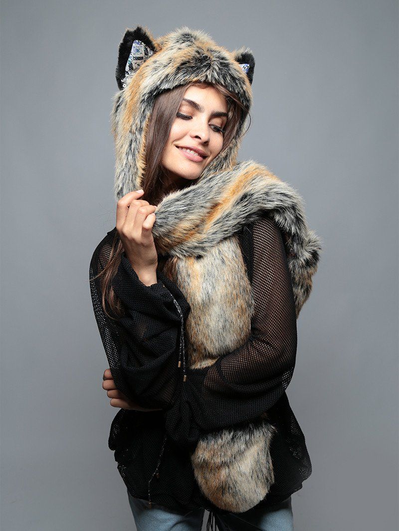 Red Wolf Rainbow Collector SpiritHood on Female Model
