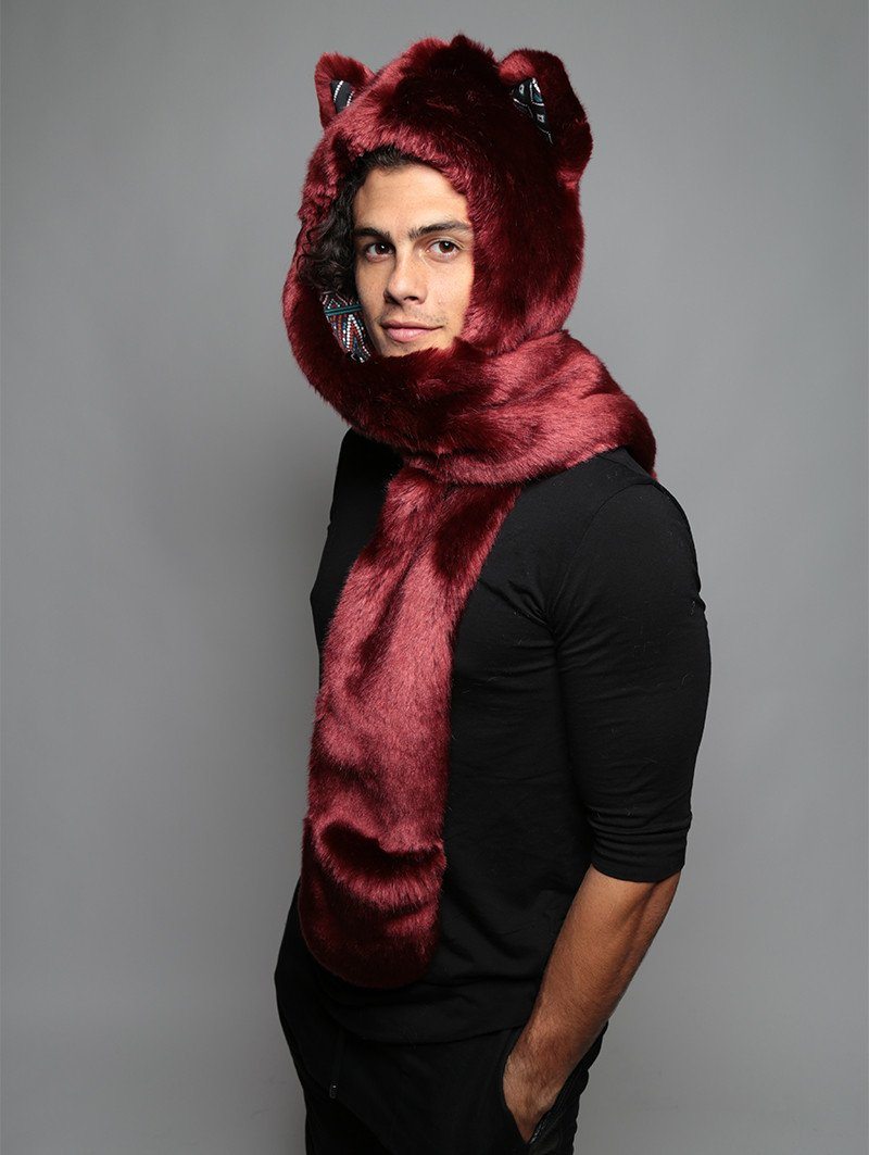 Spotted Fire Wolf Hooded Collectors Edition Faux Fur