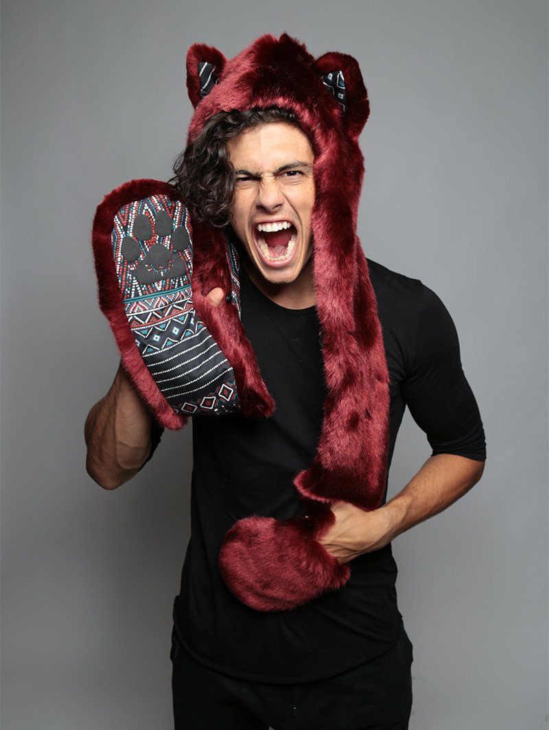 Spotted Fire Wolf Collectors Edition SpiritHood on Male Model