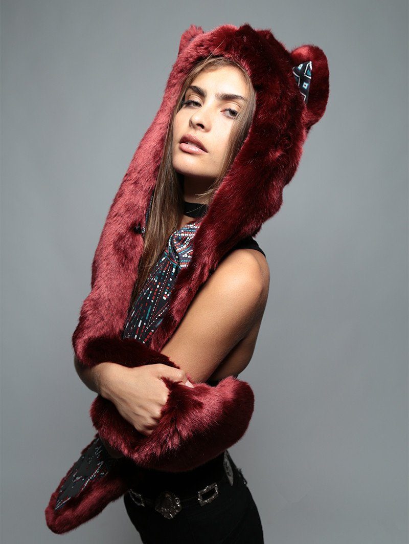 Spotted Fire Wolf Collectors Edition Faux Fur with Hood