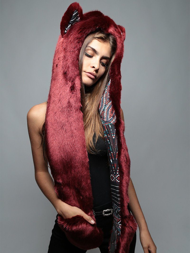 Spotted Fire Wolf Collectors Edition SpiritHood on Female Model