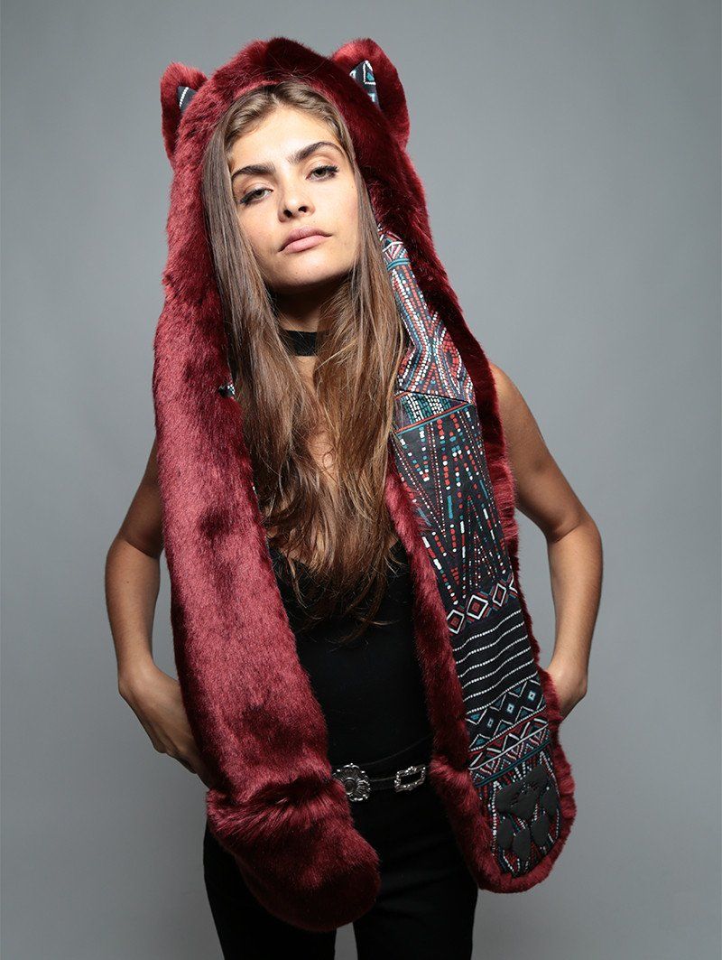 Spotted Fire Wolf Collectors Edition Hooded Faux Fur