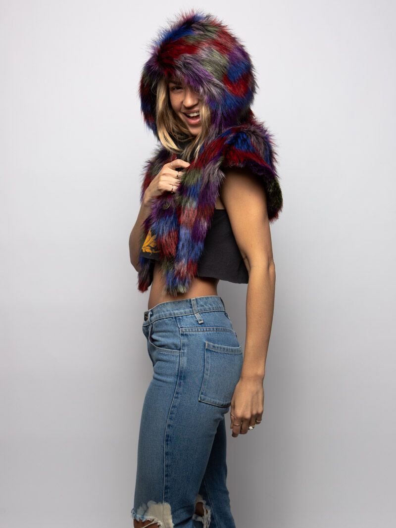 Hooded Faux Fur with Limited Edition Parrot Design