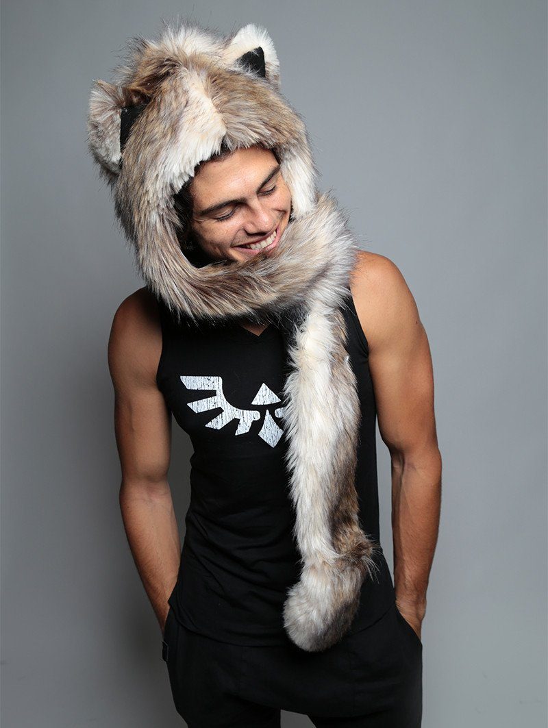 Siberian Husky Faux Fur  SpiritHood on Male Model
