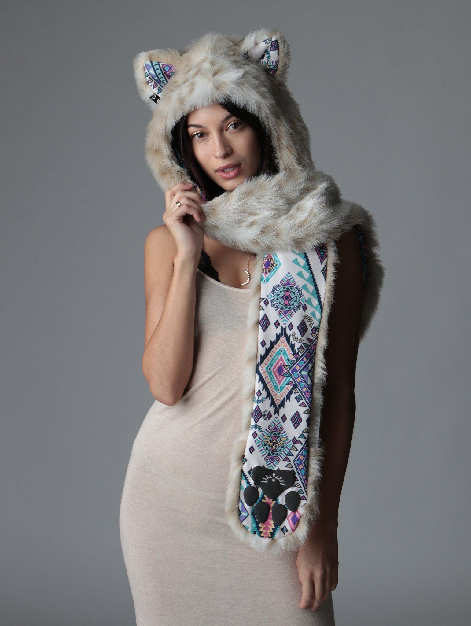 Snow Leopard CE Hooded Faux Fur 