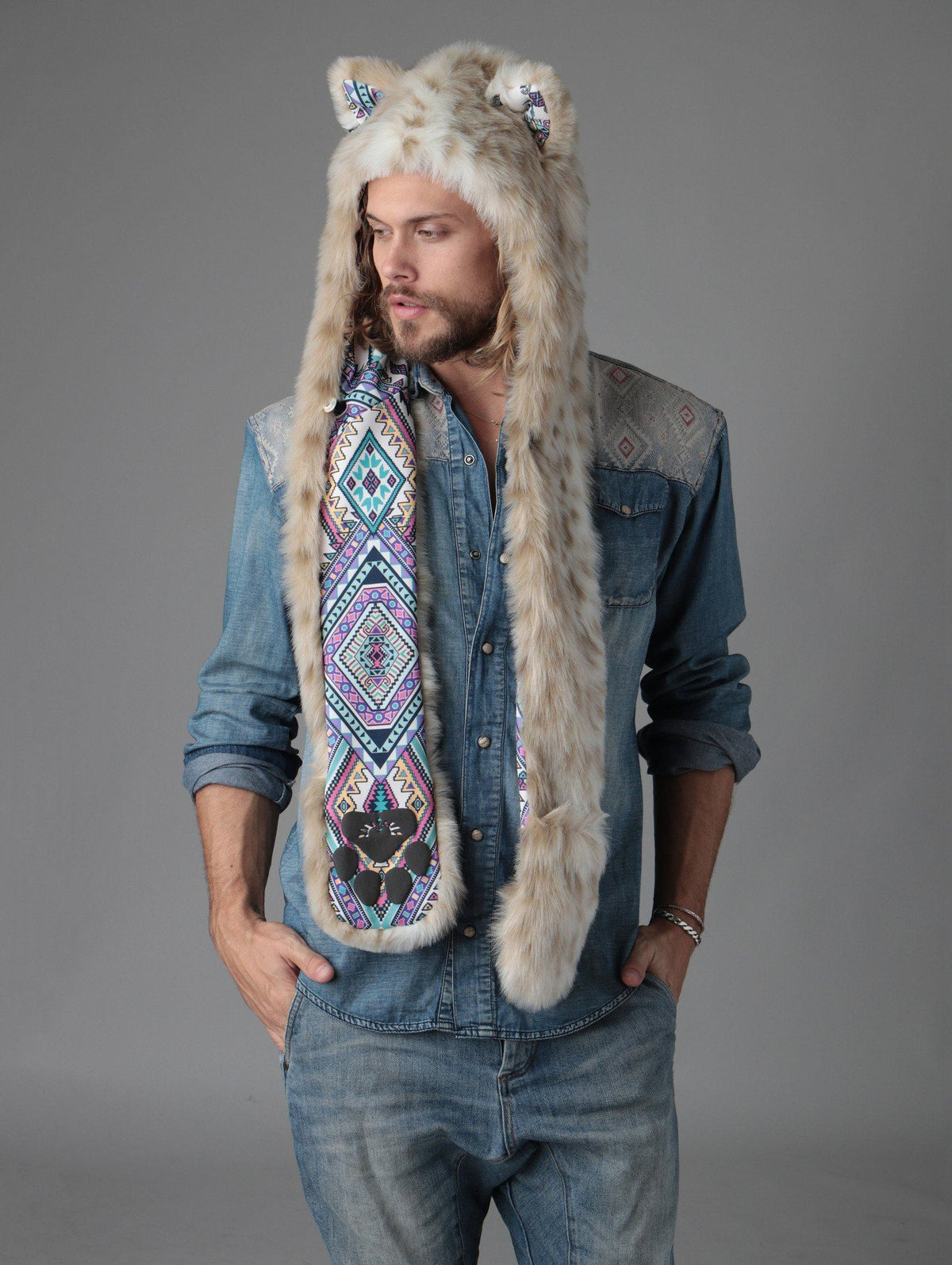 Snow Leopard CE Hooded Faux Fur