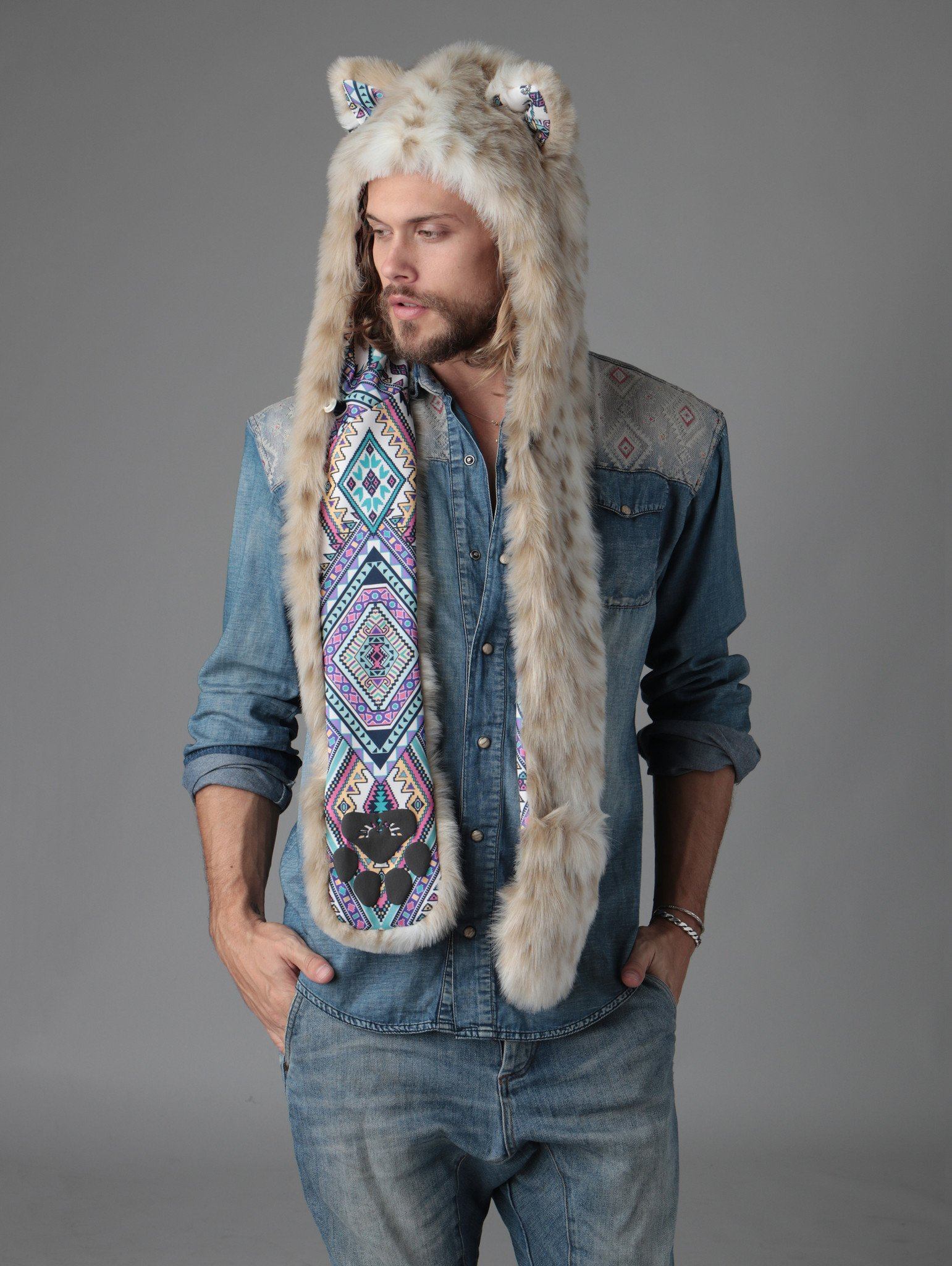 Snow Leopard CE Hooded Faux Fur