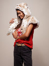 Siberian Snow Leopard Shawl with Hood on Female