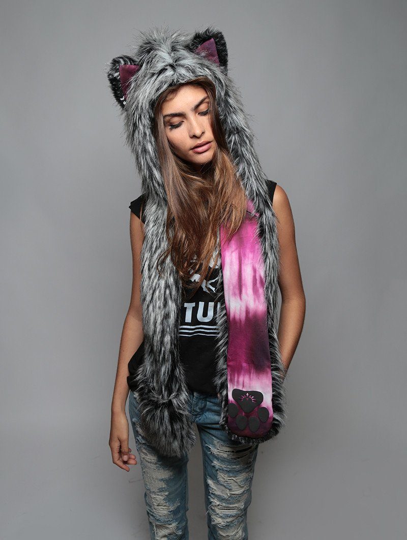 Black and Grey Siberian Wolf Collector Edition SpiritHood on Female
