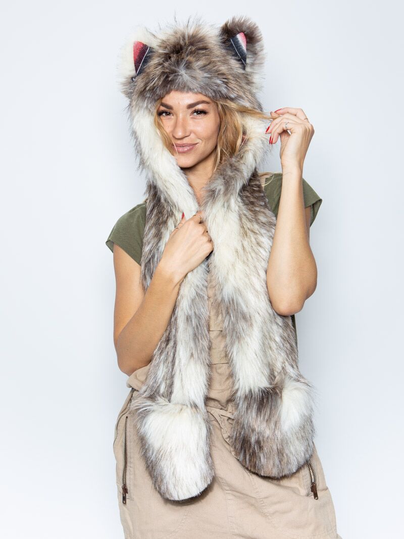 Grey and Brown Sedona Wolf Collector Edition SpiritHood on Female