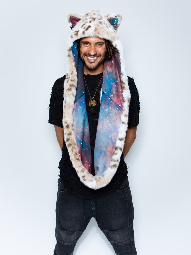 Brown and White Faux Fur Siberian SL Infinity Galaxy CE SpiritHood on Male