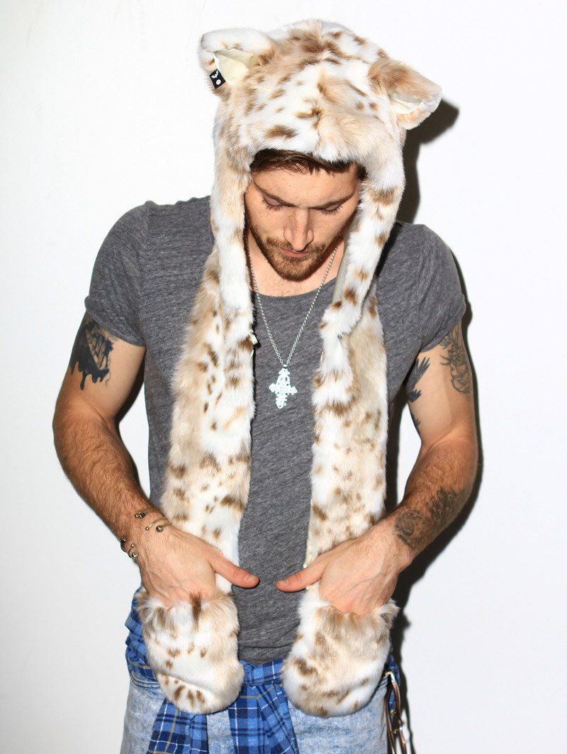 Siberian Snow Leopard Faux Fur Hood  | Men's