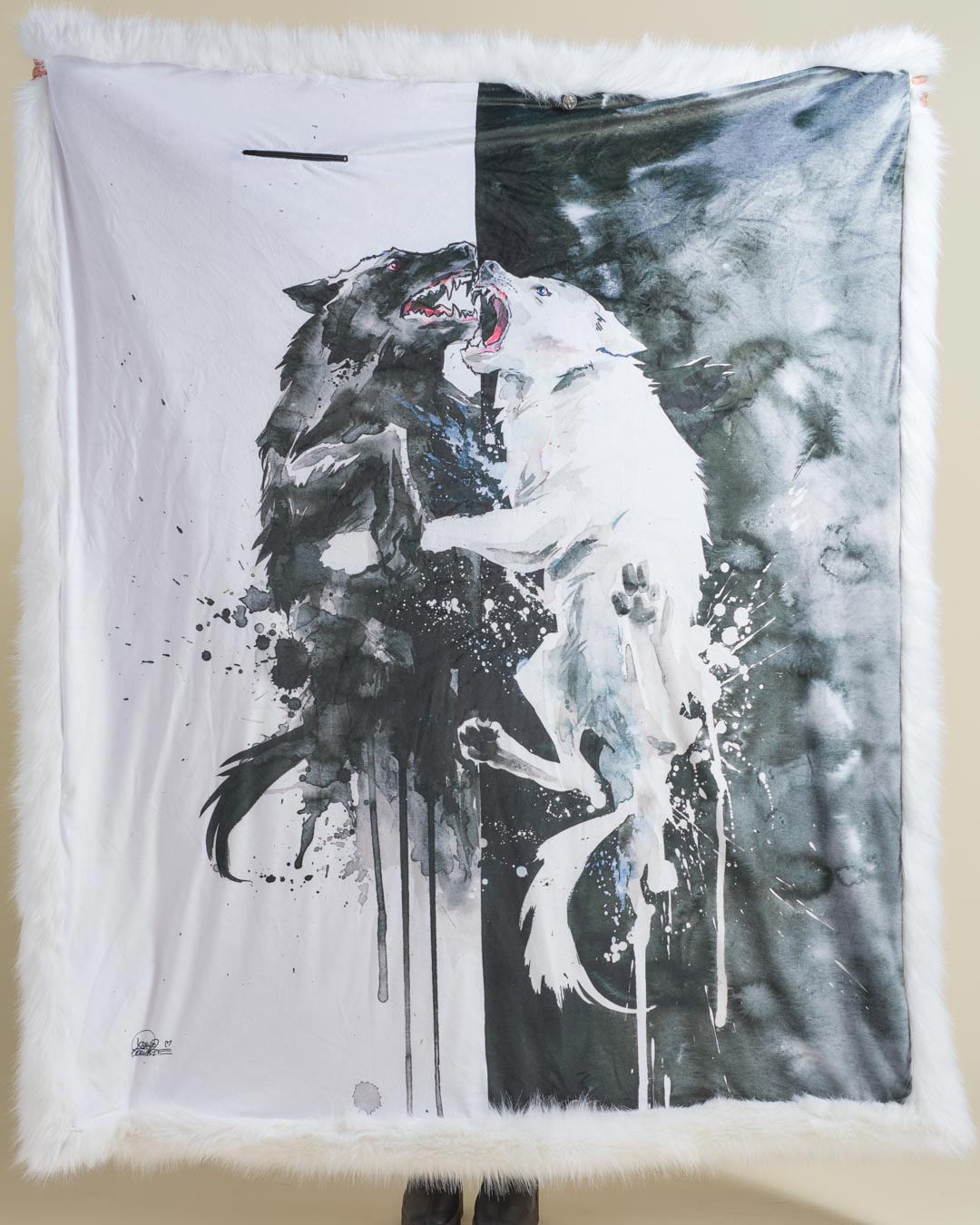 Artist Edition Lora Zombie The One You Feed White Wolf Faux Fur Throw