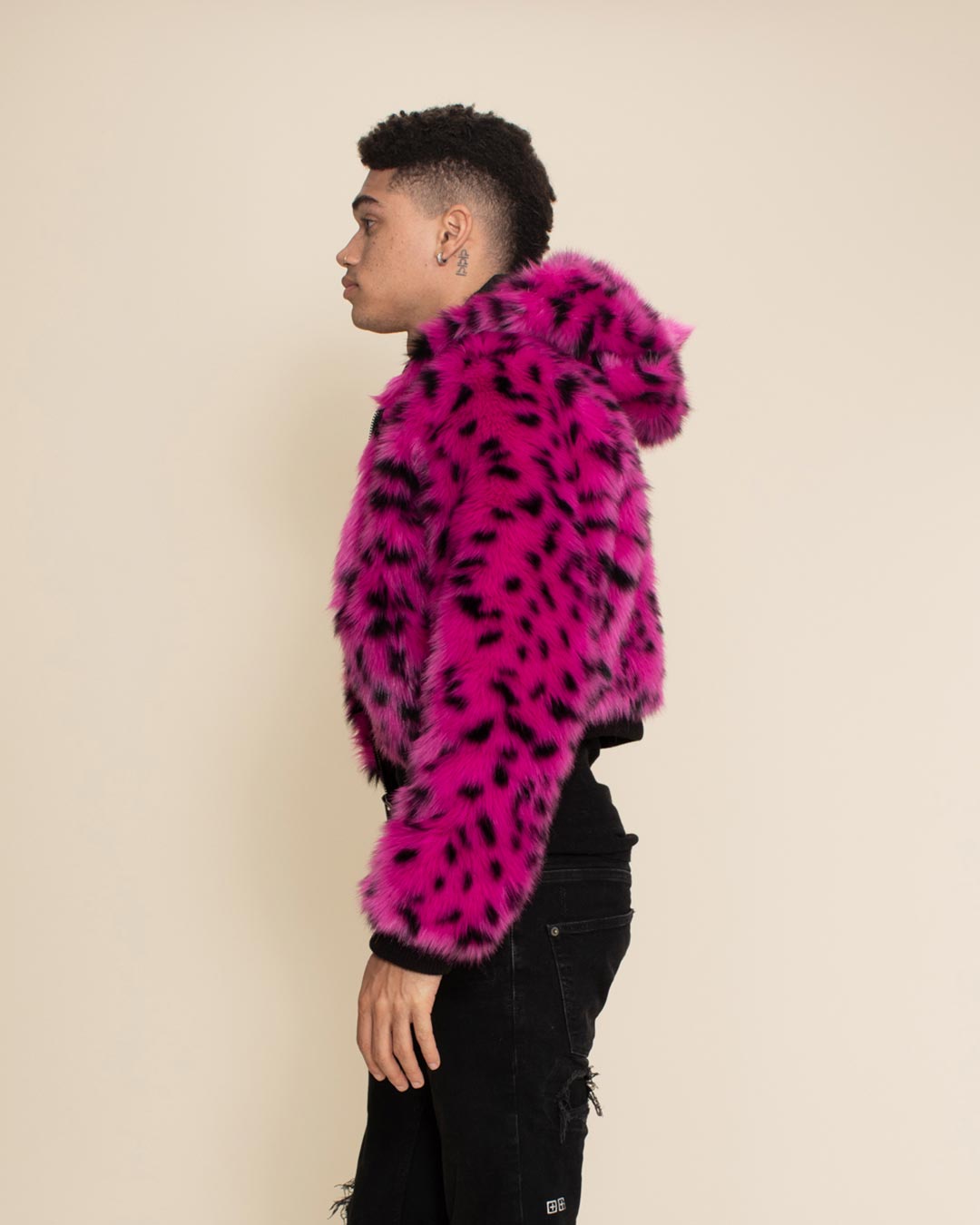 Pink Cheetah Classic Collector Edition Faux Fur Cropped Jacket | Men&#39;s